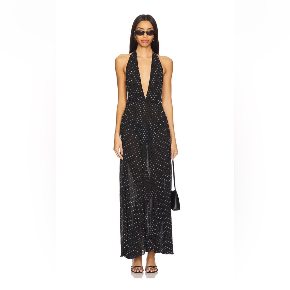 Lioness District Black Polka Dot Halter Dress